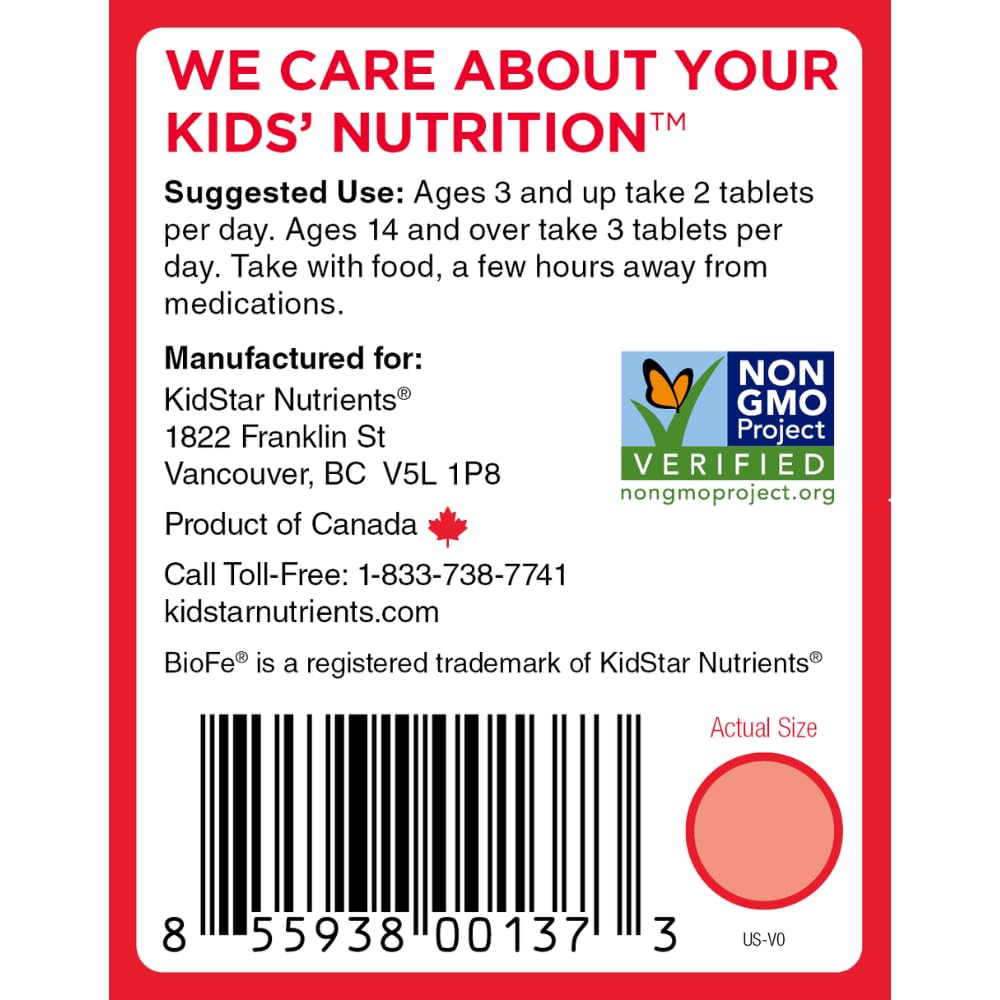 KidStar Nutrients BioFe Pure Iron chewables being dispensed for easy daily use