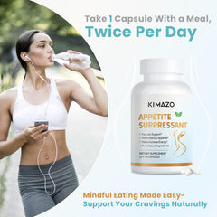 KIMAZO New-Appetite capsules jar image emphasizing easy daily intake.