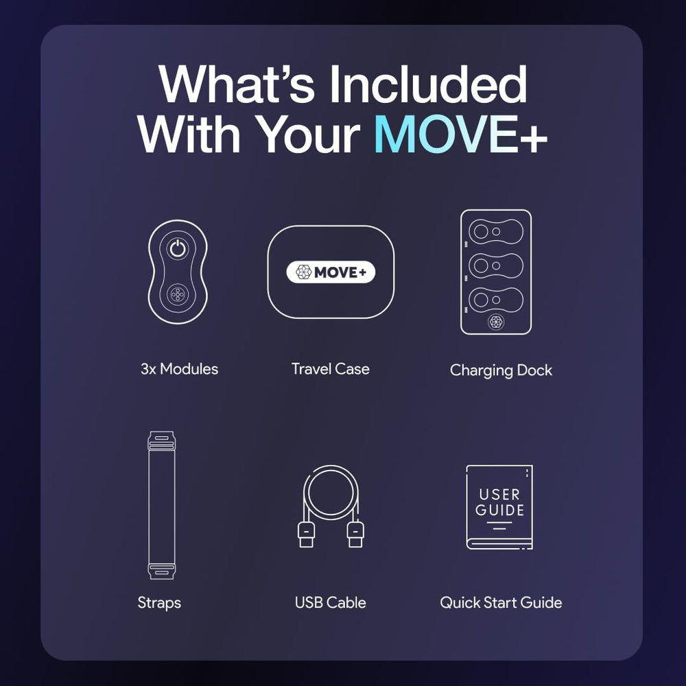 Kineon Move+ Pro 2.0 quick start guide and accessories included.