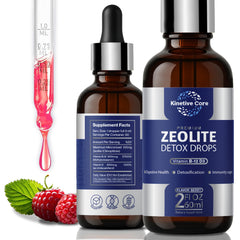 Kinetive Core Zeolite Drops bottle labeled for gentle detox and daily use