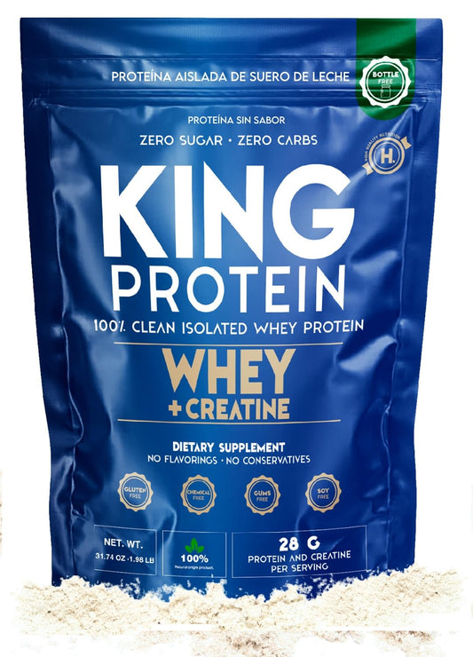 KING Protein Clean Unflavored Whey Isolate in a jar for muscle support