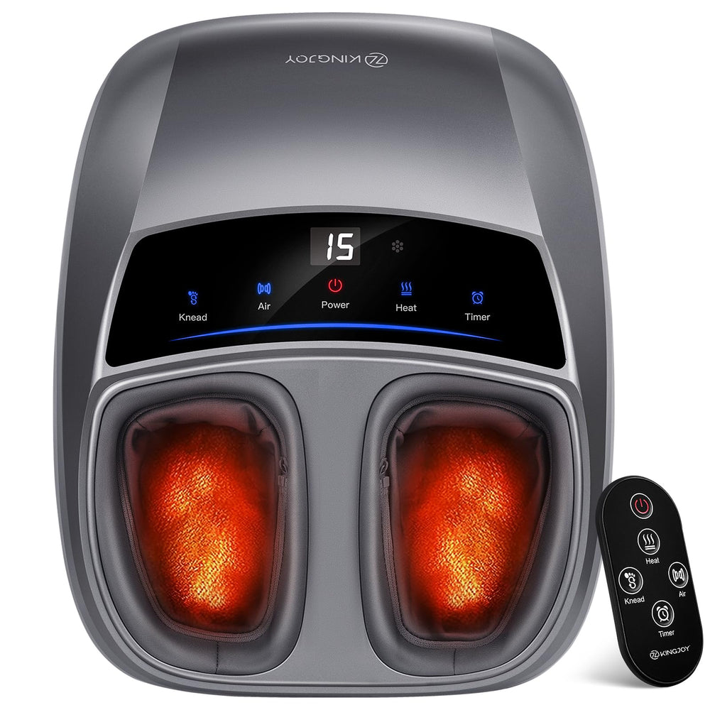 Kingjoy Foot Massager with Heat showing heat-therapy for tired feet