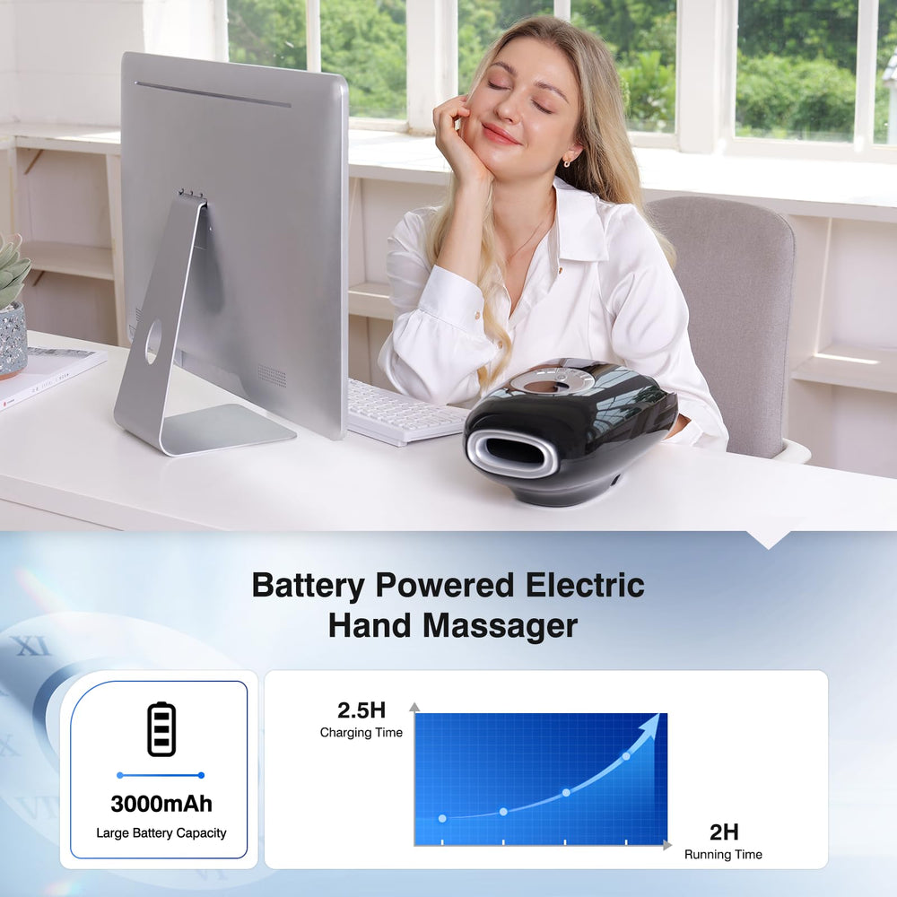 KINGJOY compact, lightweight hand massager ideal for desk or travel.