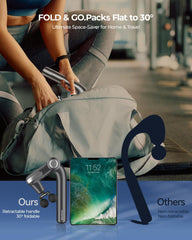 Compact foldable design of KingPavonini massager in a gym bag.