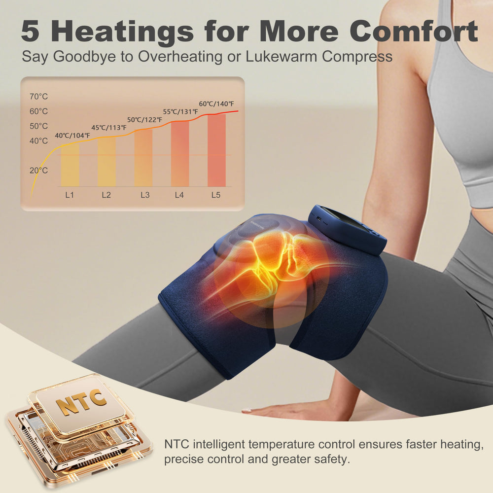 KingPavonini knee massager showing cordless operation and battery power