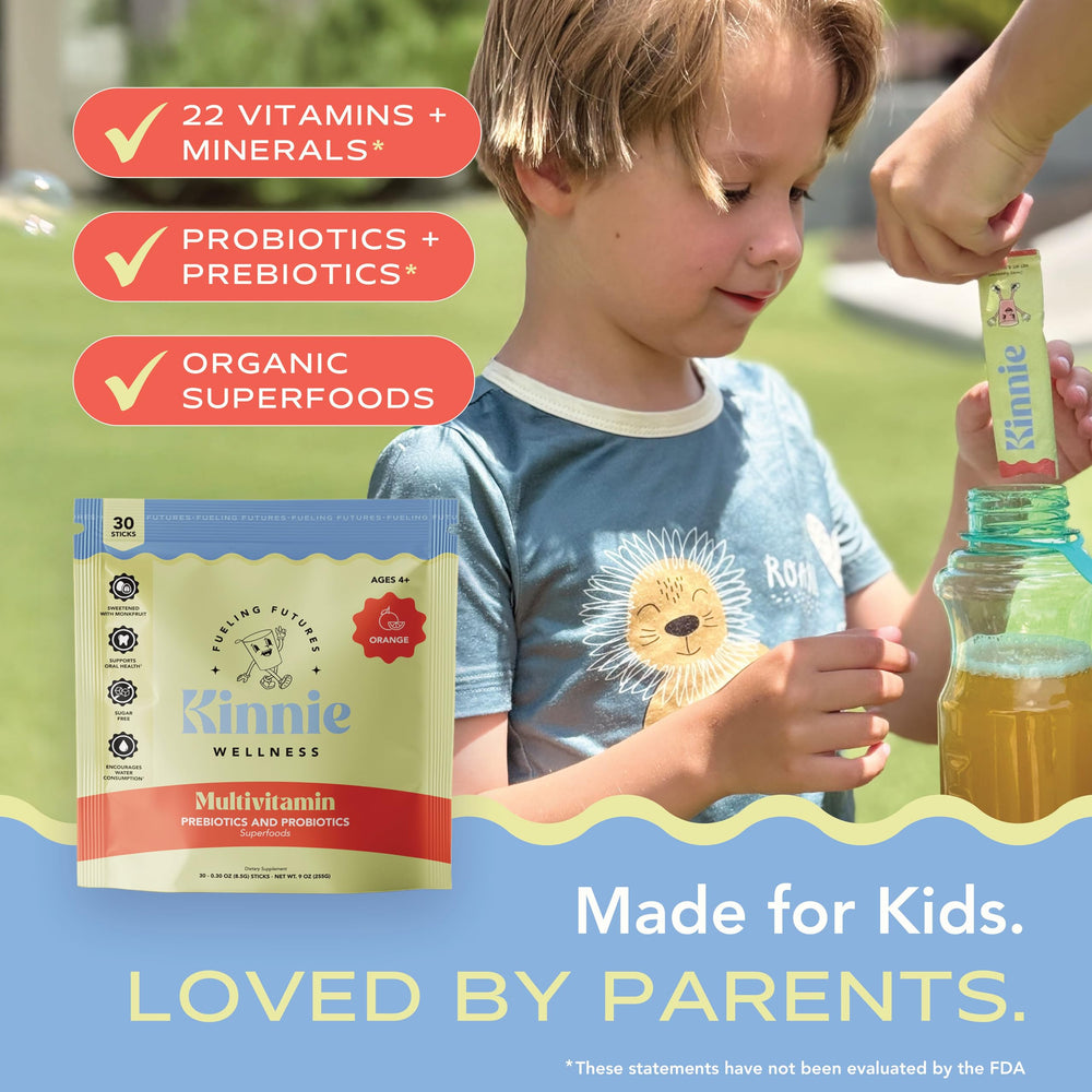 Kinnie Kids sachet packs ready for travel, convenient on-the-go nutrition