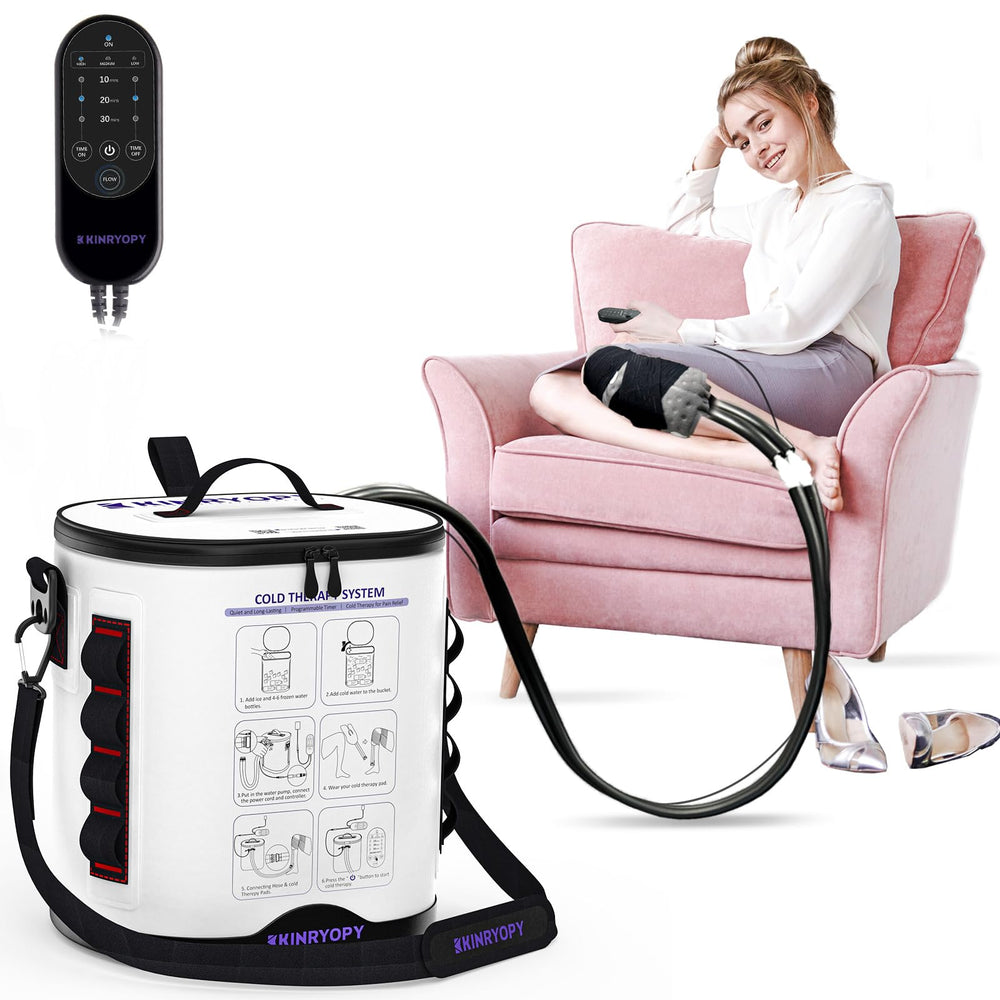 KINRYOPY cold therapy machine with knee setup for post-surgery relief