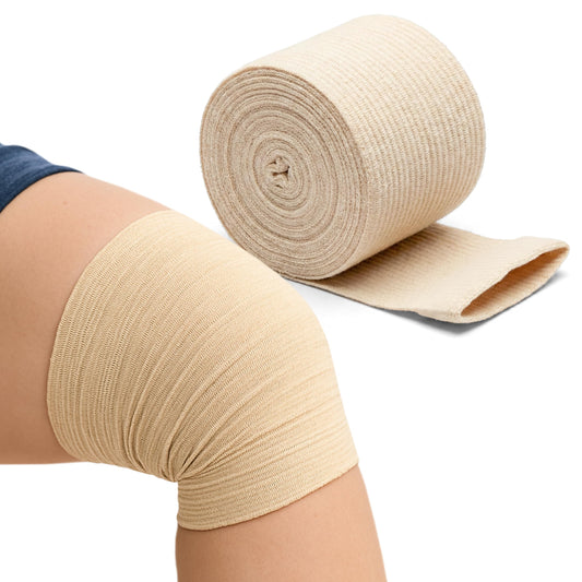 KinGrip tubular bandage arm for gentle compression and wound protection.