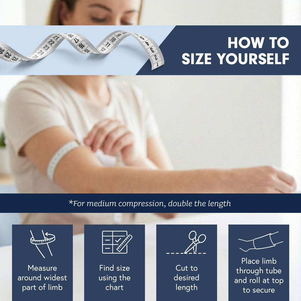 KinGrip tubular bandage foot helps manage swelling under footwear.