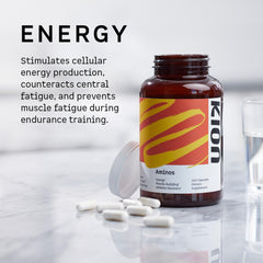Kion Aminos serving capsules reveal 5 g essential amino acids per serving for energy support
