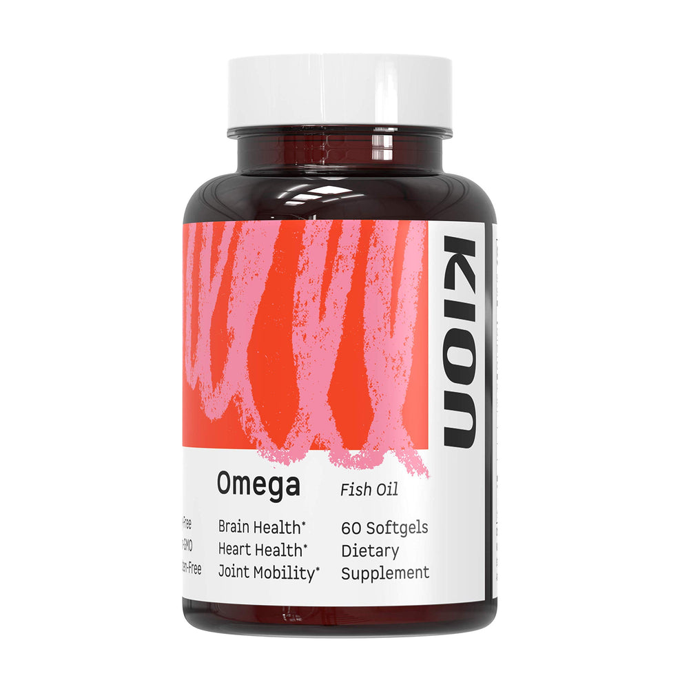 Kion Omega 1000mg softgels with no fishy taste for daily use.