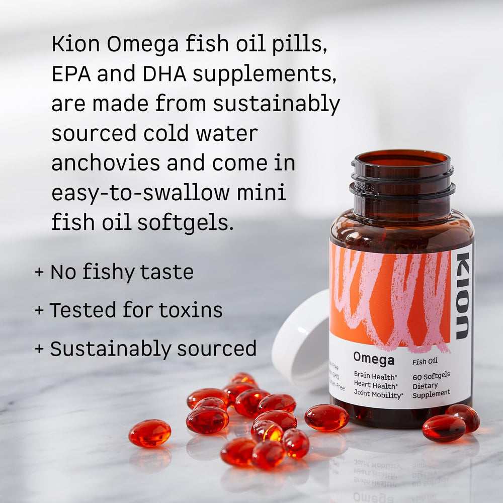 Kion Omega mini softgels are easy to swallow on busy days.