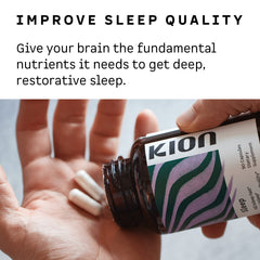 Kion Sleep bottle label close-up highlights quality and safety.