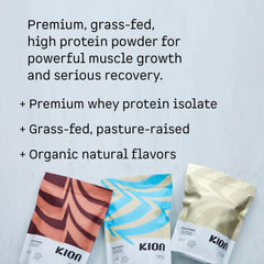 Kion whey isolate powder unflavored close-up showing smooth texture for shakes