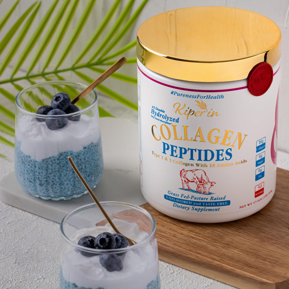 Kiperin collagen powder adds to tea for easy daily boost.