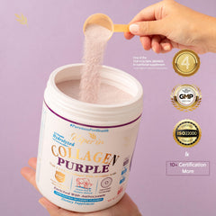 Kiperin Purple Collagen Peptides cup-ready setup for a convenient morning ritual.