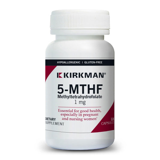 Kirkman 5-MTHF bottle front showing 60 capsules for daily folate support