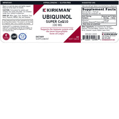 Kirkman gluten-free, casein-free ubiquinol softgel on clean background