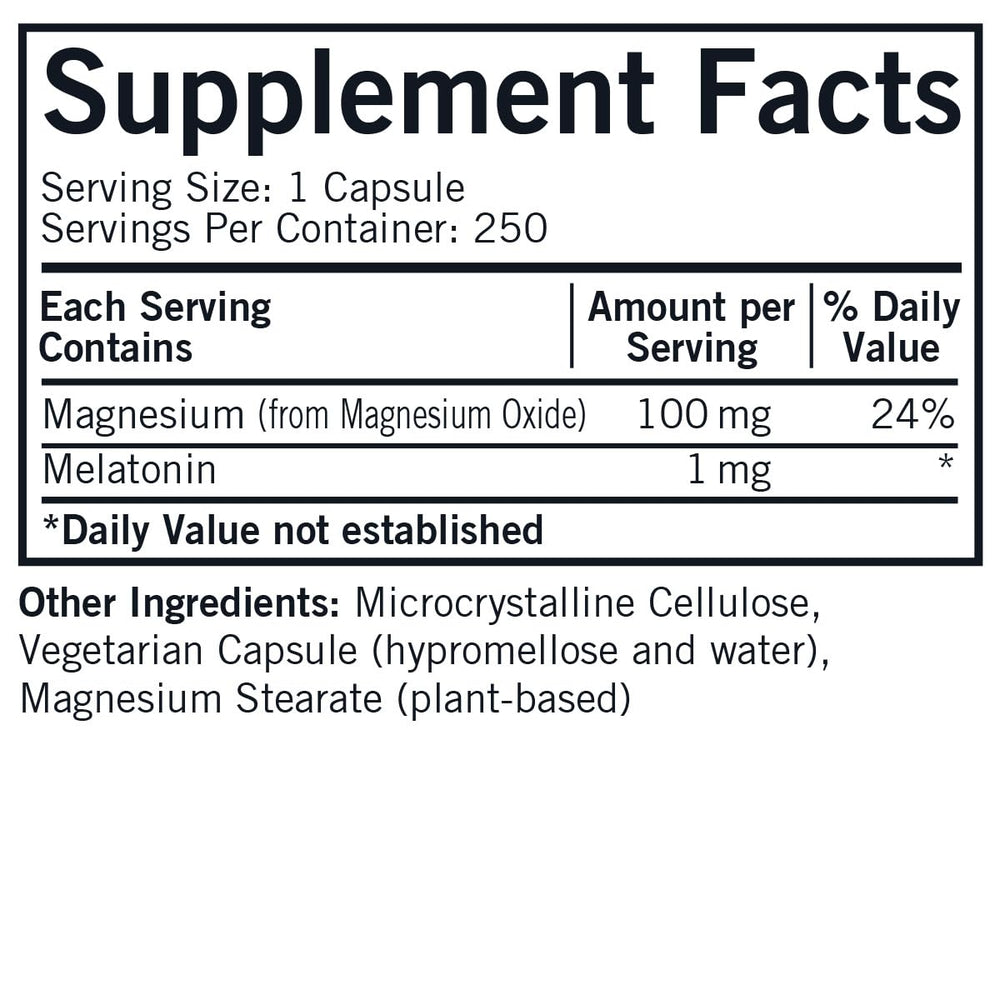 Kirkman Melatonin Plus Magnesium label highlights hypoallergenic formula.