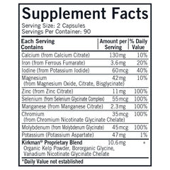 Kirkman MMCPS capsules close-up highlighting plant-based, gluten-free formula.