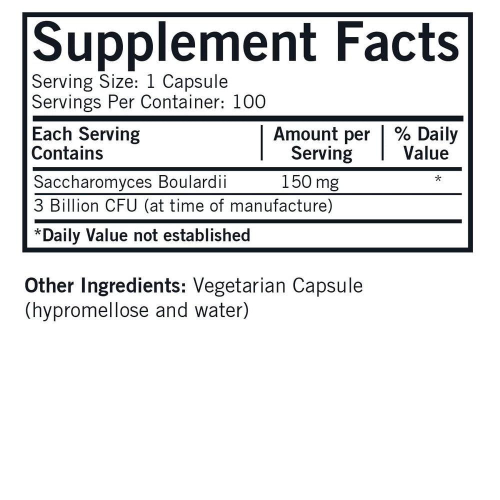 Kirkman Saccharomyces boulardii capsules on a clean surface for daily wellness.