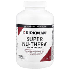 Kirkman Super Nu-Thera Extra P5P bottle; hypoallergenic multivitamin for sensitive diets.