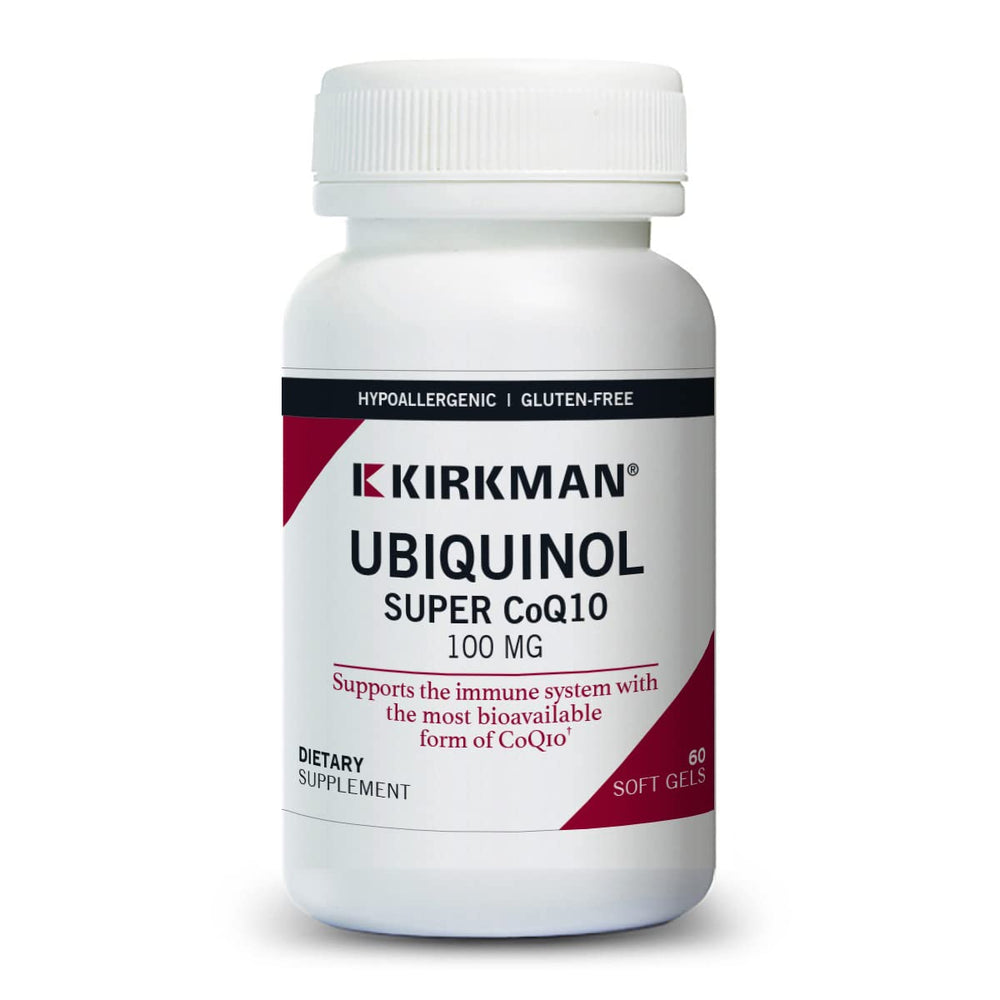 Kirkman Ubiquinol 100 mg softgel close up highlighting high bioavailability