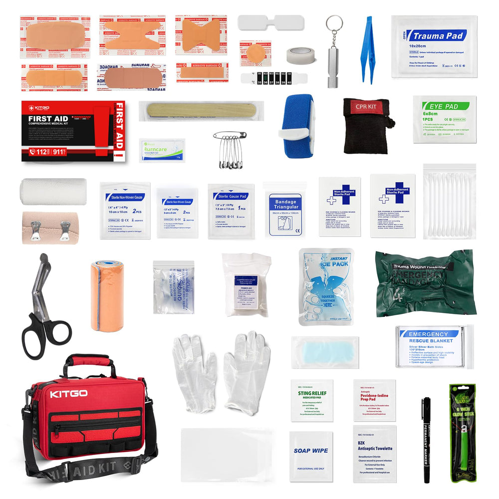 Kitgo first aid kit detachable straps enable multiple carry styles.