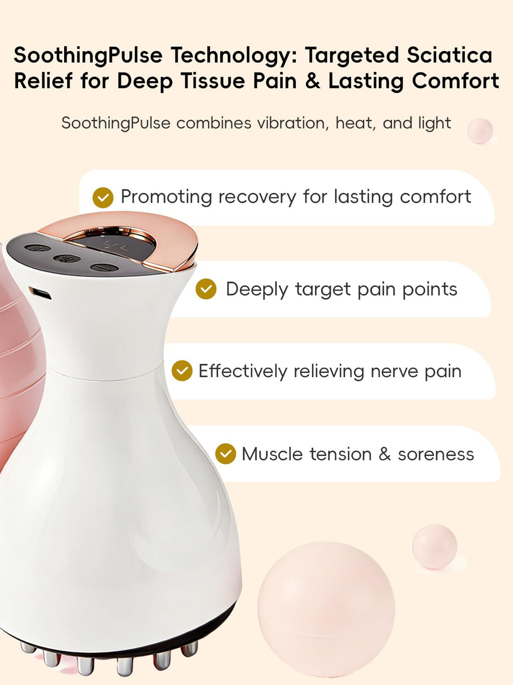 Kitusi Sciatica Massager heat function provides soothing warmth