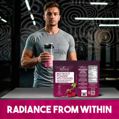 Kiwa Beetroot Powder label highlights vegan and gluten-free ingredients.
