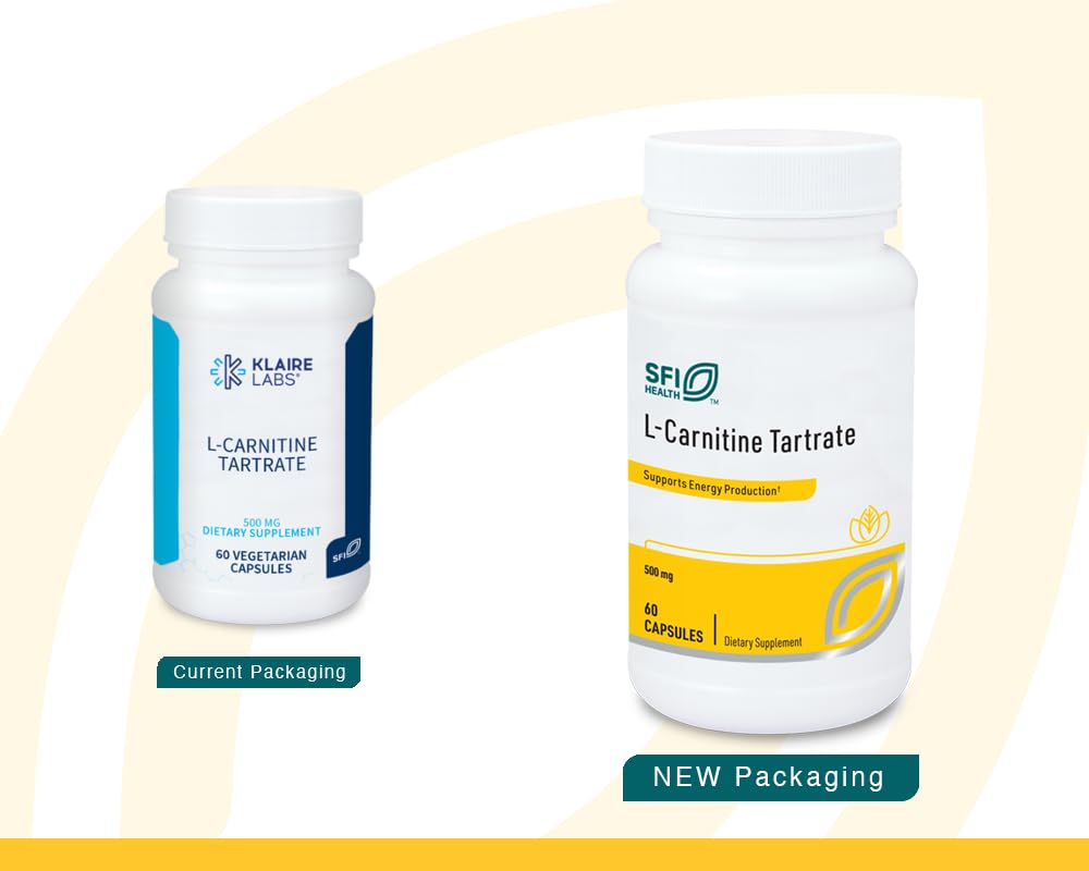 Klaire L-Carnitine Tartrate capsules close-up for steady daily intake.