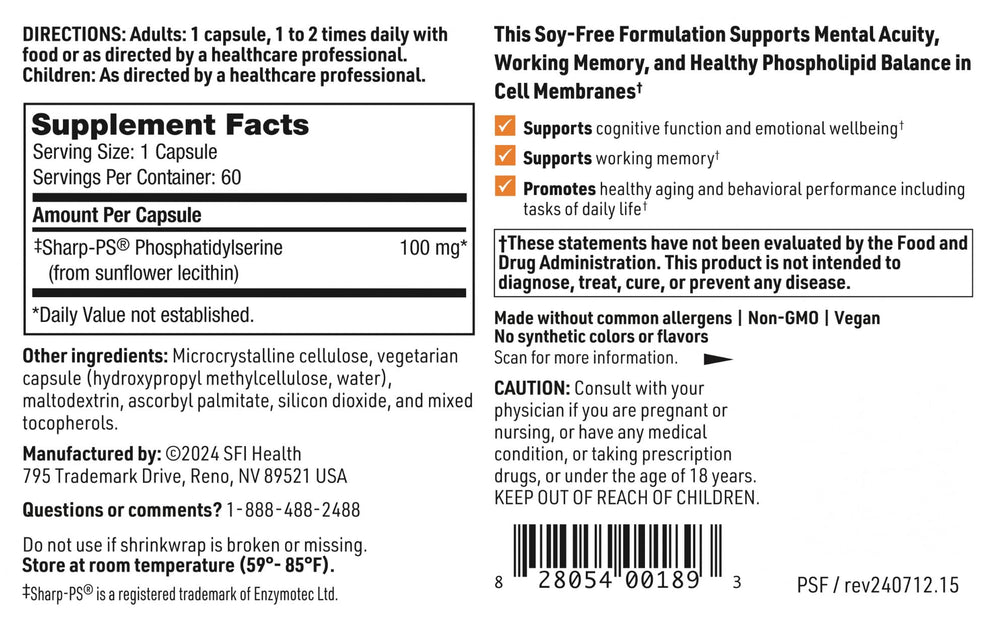 Klaire Labs SFI Health 100 mg per capsule highlight.