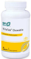 Klaire VitaTab chewable bottle label with natural cherry-orange flavor for easy daily supplementation.