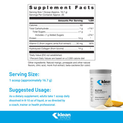 Pouring Klean Collagen+C powder into a shaker after training.