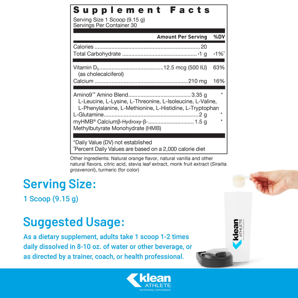 Serving scoop of Klean Essential Aminos + HMB ready for workout use.