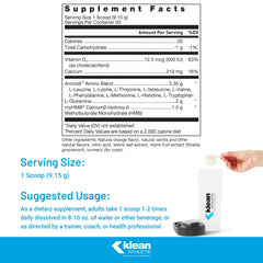 Serving scoop of Klean Essential Aminos + HMB ready for workout use.