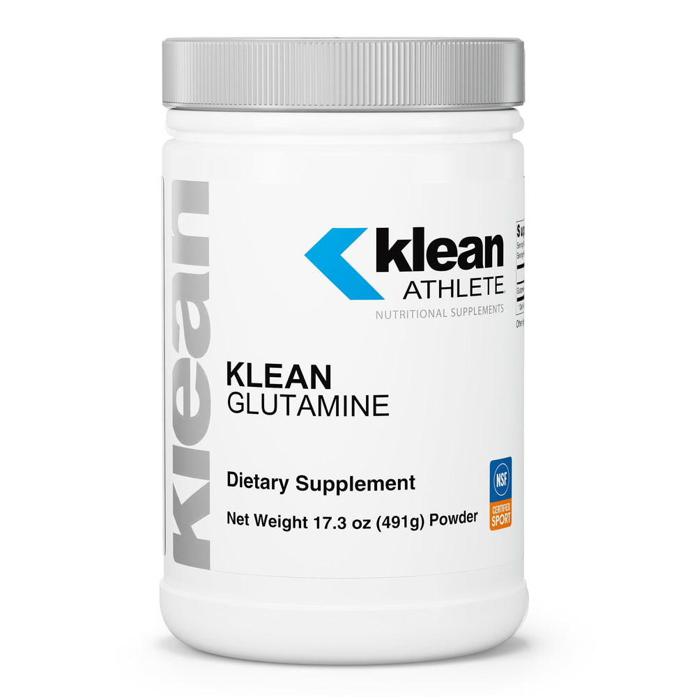 Klean Athlete Klean Glutamine bottle highlighting immune and gut support