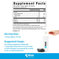 Klean Isolate serving scoop shown for precise protein measurement.