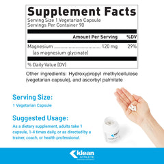 Closeup of Klean Magnesium capsules, easy-to-swallow for athletic use and muscle support.