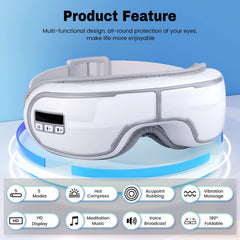 Klobela Eye Massager temperature display supports 40–42°C comfort.