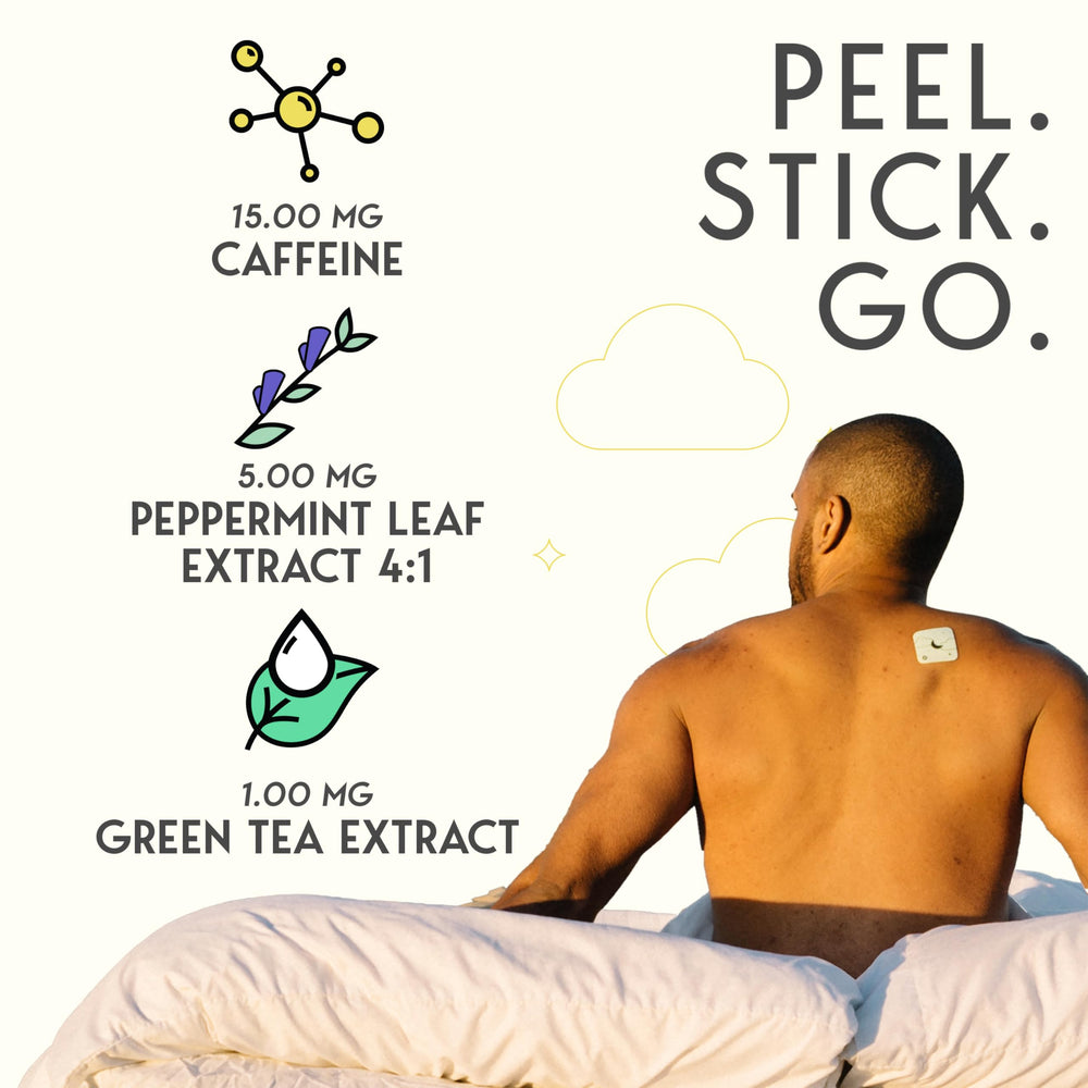 Klova Energy Patches on the arm for quick absorption and alertness.