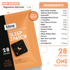 Klova melatonin-free sleep patch with ingredients highlight