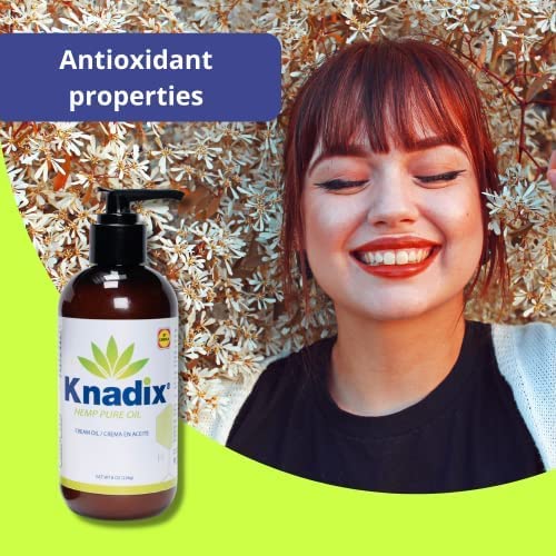 Knadix Hemp Oil Body Cream 8oz bottle with travel-friendly packaging.