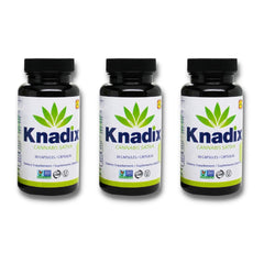 Knadix hemp oil supplement bottle shows cold-pressed oil for daily wellness support.
