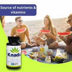 Knadix hemp oil supplement daily-use shot suggests easy integration into meals.