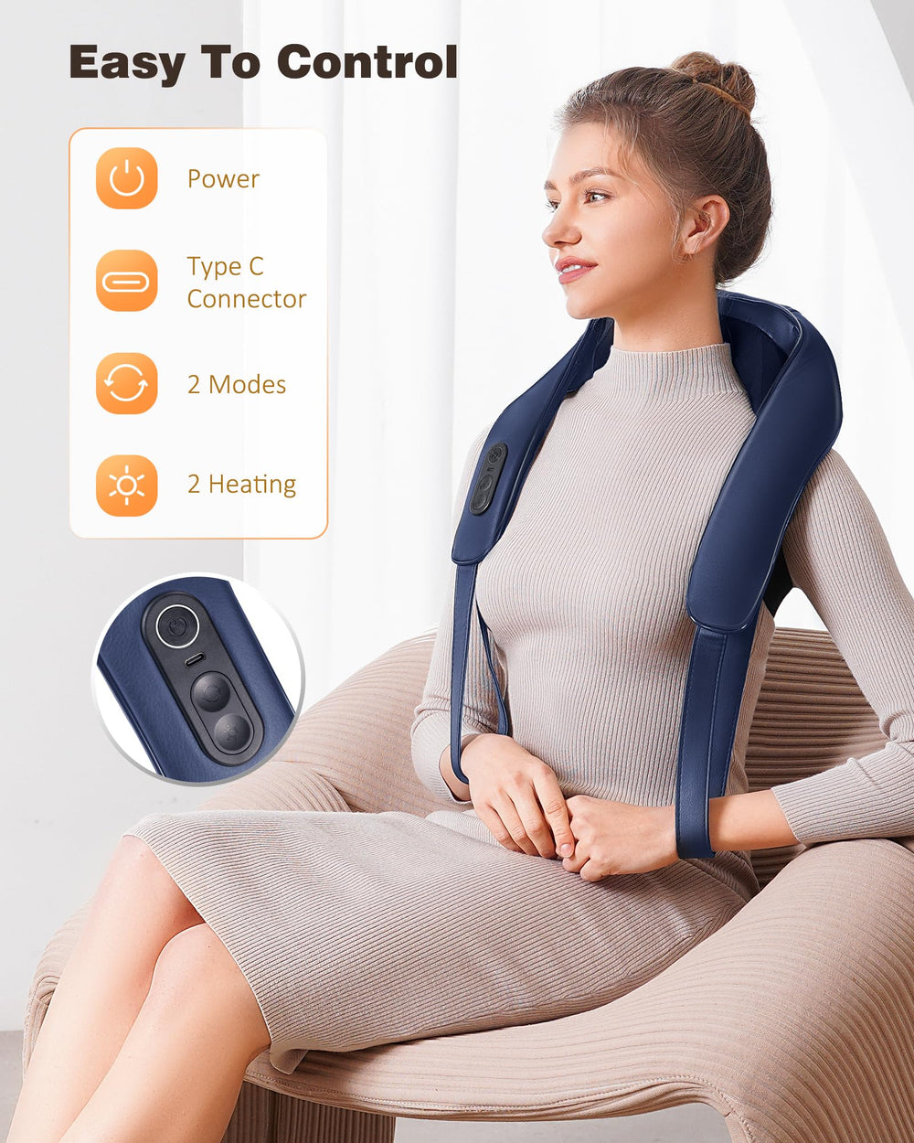 Close-up of KNQZE 4D kneading technology for deep tissue relief.