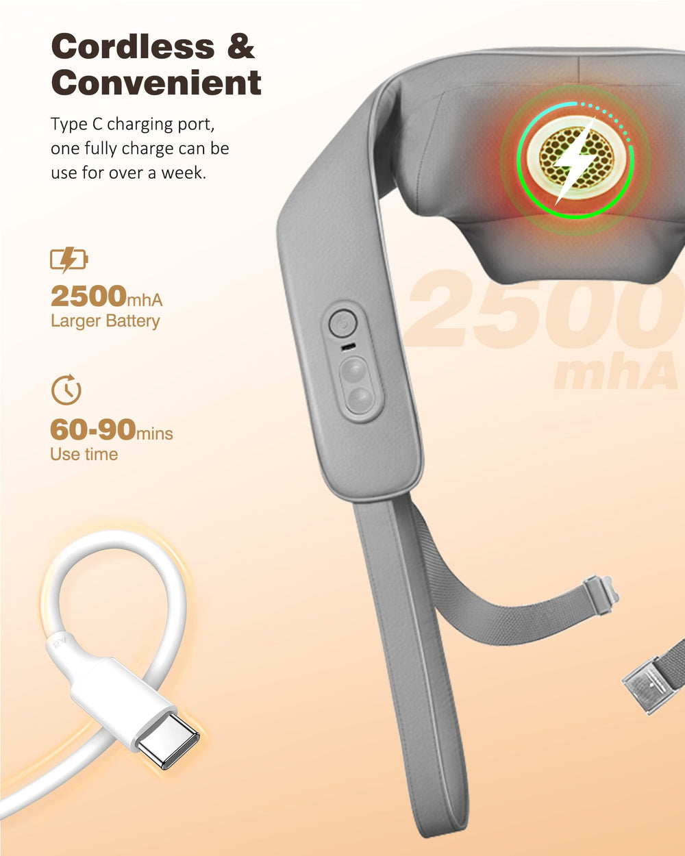 KNQZE cordless design gray for unrestricted use anywhere.