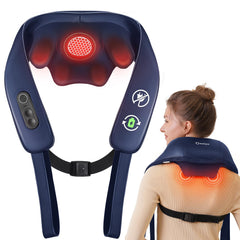 KNQZE neck massager with graphene heat pad delivering targeted warmth.
