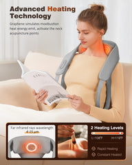 KNQZE massager gray side angle showing ergonomic fit for neck relief.