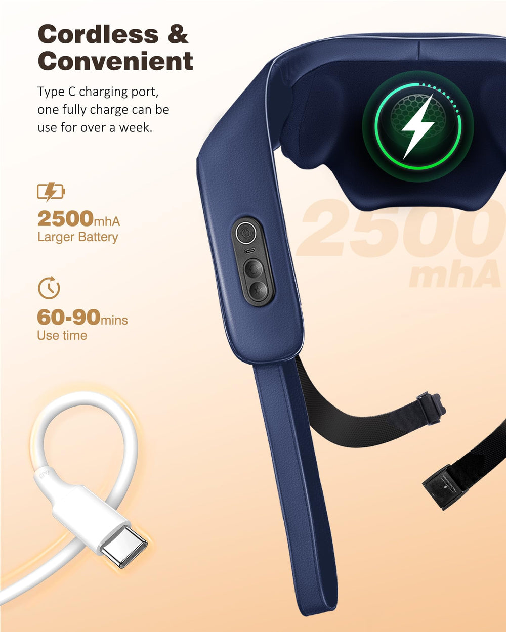 KNQZE Type-C charging port for quick recharges.